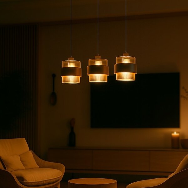 Luster na lankách VALENTINO 3xE27/15W/230V béžová/číra