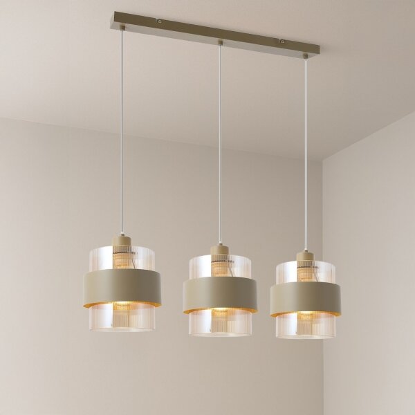 Luster na lankách VALENTINO 3xE27/15W/230V béžová/číra
