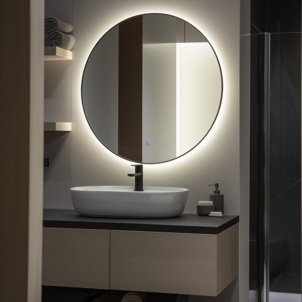 Brilagi - LED kúpeľňové zrkadlo VENA BLACK LED/26W/230V 80 cm IP44 CRI 90 stmievateľné + CCT