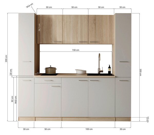 KUCHYNSKÝ BLOK 210 cm Respekta - Online Only kuchyne, Online Only