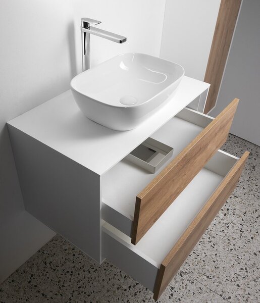 Aqualine Aqualine, ZANYA umývadlová skrinka 80x50x46cm, biela mat/dub emporio, ZA280