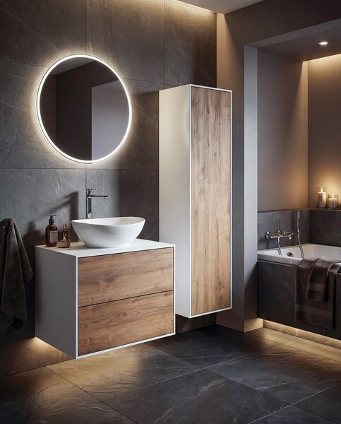 Aqualine Aqualine, ZANYA umývadlová skrinka 60x50x46cm, biela mat/dub emporio, ZA260