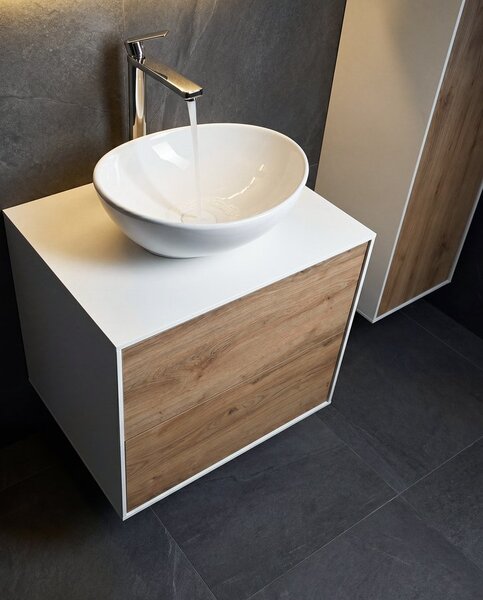 Aqualine Aqualine, ZANYA umývadlová skrinka 60x50x46cm, biela mat/dub emporio, ZA260