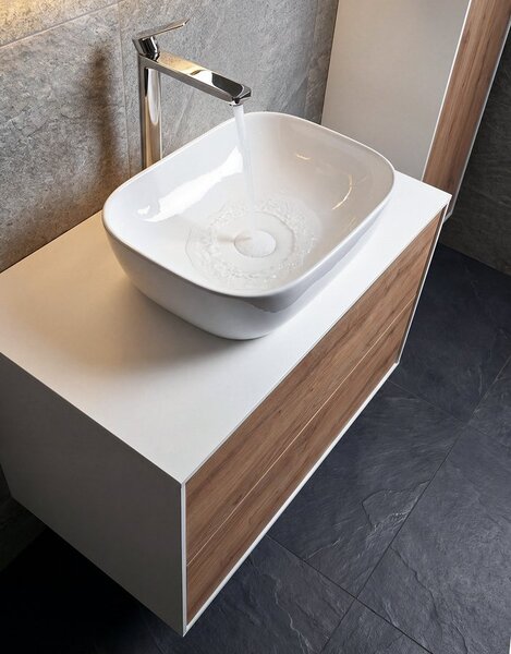 Aqualine Aqualine, ZANYA umývadlová skrinka 80x50x46cm, biela mat/dub emporio, ZA280
