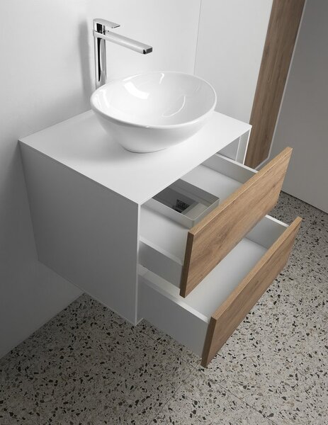 Aqualine Aqualine, ZANYA umývadlová skrinka 60x50x46cm, biela mat/dub emporio, ZA260