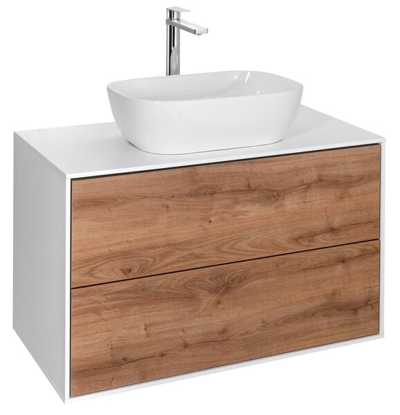Aqualine Aqualine, ZANYA umývadlová skrinka 80x50x46cm, biela mat/dub emporio, ZA280
