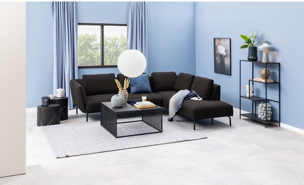 Čierny konferenčný stolík so sklenenou doskou 80x80 cm Strington – Actona