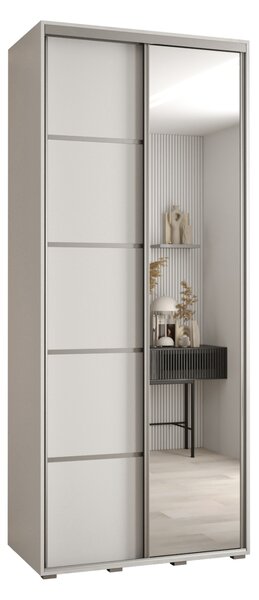 Šatníková skriňa YVONA 5 - 100/45 cm, biela / strieborná