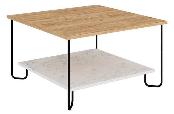 Konferenčný stolík s doskou v dubovom dekore v bielo-prírodnej farbe 80x80 cm Tonka – Marckeric