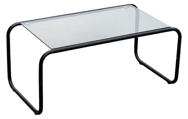 Čierny konferenčný stolík so sklenenou doskou 40x80 cm Ventana – Leitmotiv