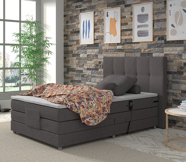 KONDELA Elektrická polohovacia posteľ, boxspring, sivá, 120x200, MURKO NEW
