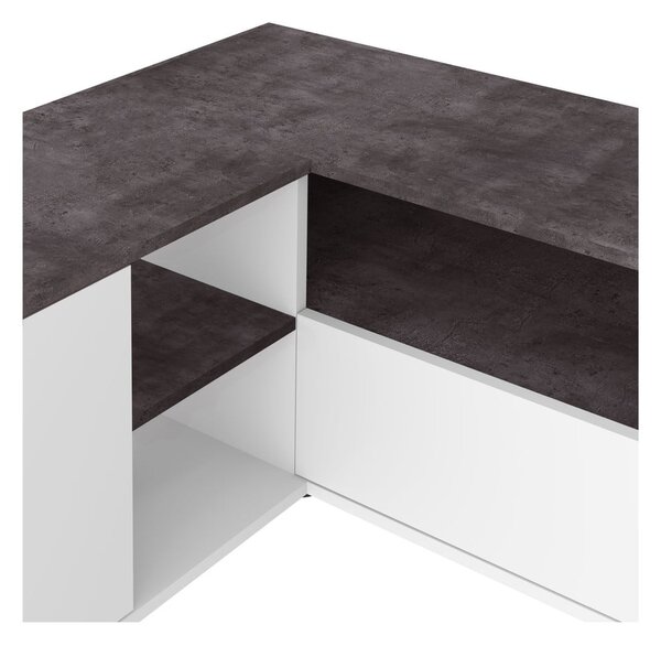 Sivo-biely TV stolík v dekore betónu 90x45 cm Angle – TemaHome