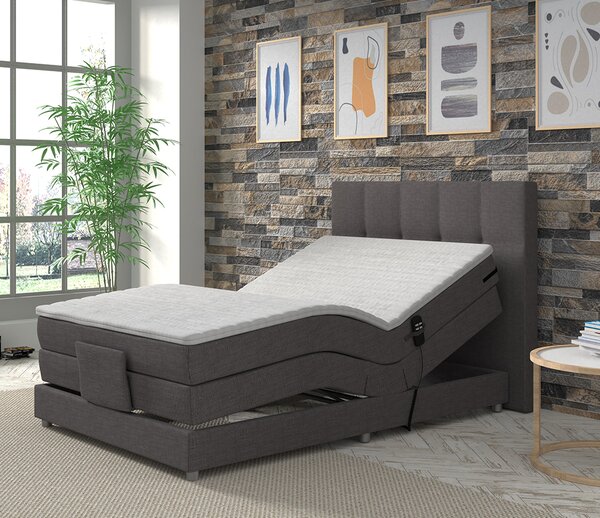 KONDELA Elektrická polohovacia posteľ, boxspring, sivá, 120x200, MURKO NEW