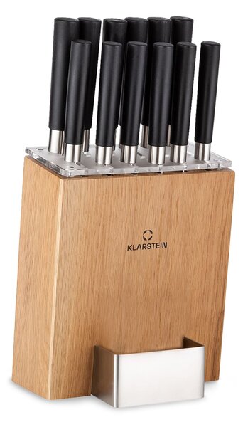 Klarstein Kitano XL, sada nožov s blokom, 13-dielna, 12 nožov, oceľ, luxusný drevený blok