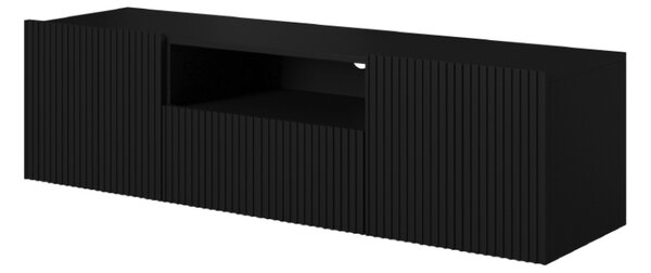 Nástenná TV skrinka Nicole 150 cm s výklenkom - čierna / čierny mat