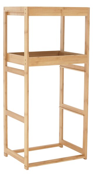 KONDELA Regál, lakovaný bambus/látka sivá, KELANA