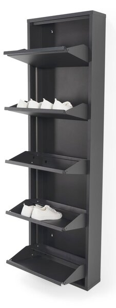 Čierna kovová výklopná skrinka na topánky 50x169x15 cm Billy – Spinder Design