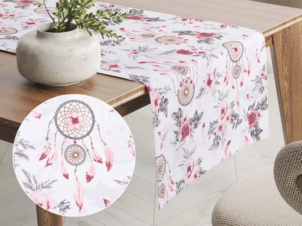Biante Bavlnený behúň na stôl Sandra SA-179 Ružové lapače a ruže 20x120 cm