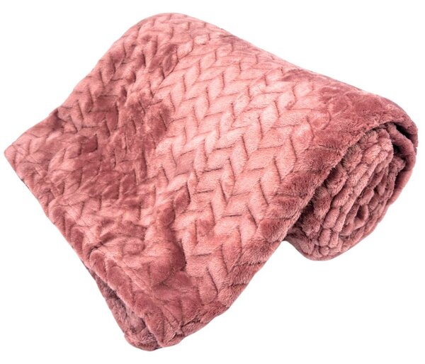 Home Elements Mikroflanelová deka, jacquard vzor, ​​staroružová