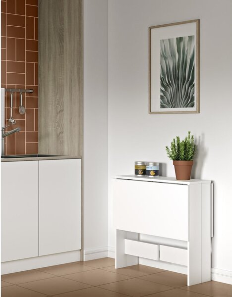 Rozkladací jedálenský stôl s bielou doskou 76x28 cm Papillon – TemaHome