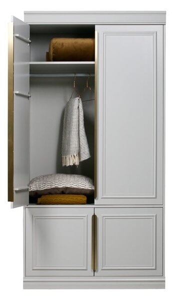 Svetlosivá šatníková skriňa z borovicového dreva 110x215x62 cm Organize – WOOOD
