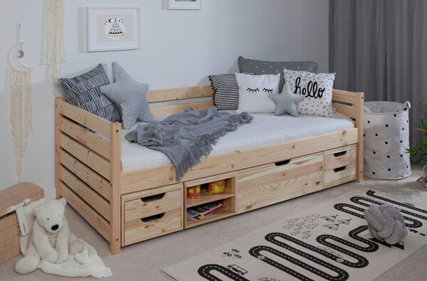 POSTEĽ S ÚLOŽNÝM PRIESTOROM, 90/200 cm prírodná farba MID.YOU - Detské izby, Online Only