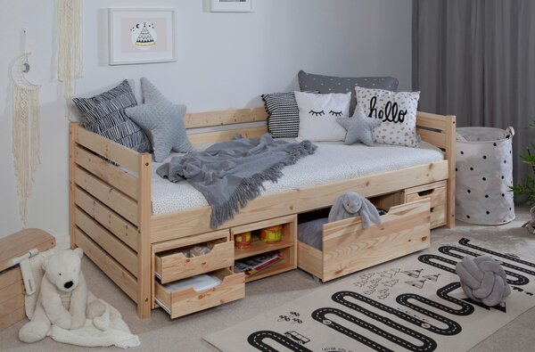POSTEĽ S ÚLOŽNÝM PRIESTOROM, 90/200 cm prírodná farba MID.YOU - Detské izby, Online Only