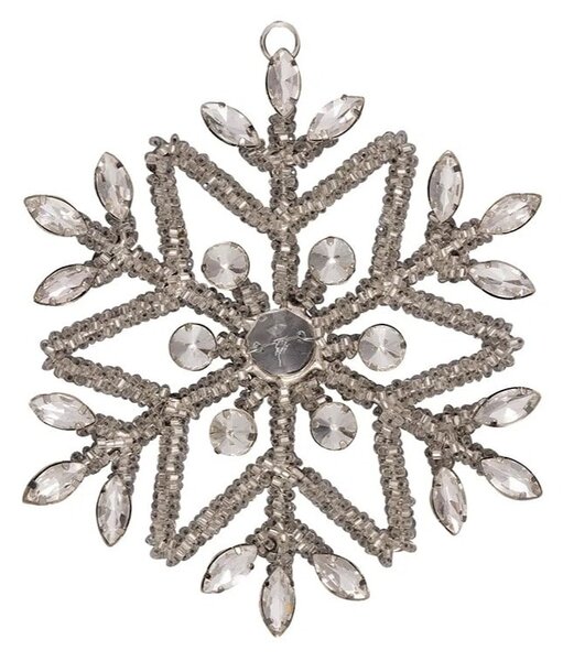 Kovová vianočná ozdoba Snowflake Crystal Silver 12 cm