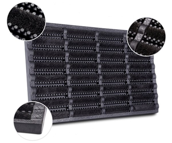 Hanse Home, Vonkajšie čistiaci rohožka Mix Mats Brushes 105648 Black – na von aj na doma, 40x60, čierna, exteriér