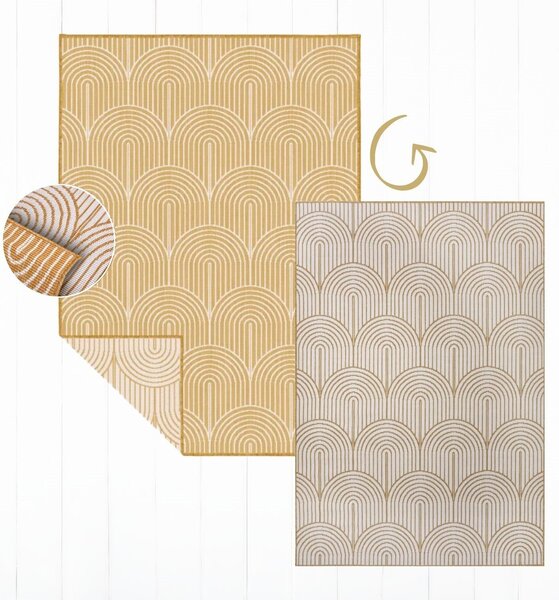 Hanse Home , Kusový koberec Pangli 105849 Ochre – na von aj na doma, 120x170, žltá, chodba / predsieň