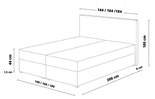 Čalúnená boxspring posteľ Magic - sivá Rozmer: 180x200