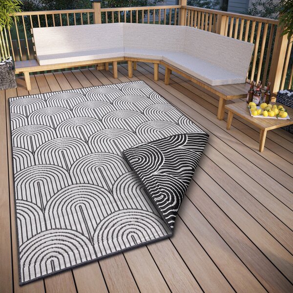 Hanse Home , Kusový koberec Pangli 105852 Black – na von aj na doma, 80x150, čiernobiela, chodba / predsieň