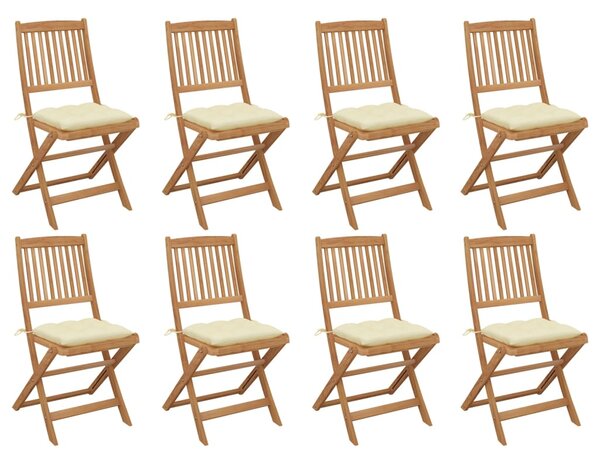 Skladacie vonkajšie stoličky s podložkami 8 ks akáciový masív