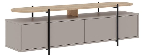 Sivo-béžový TV stolík v dekore duba 160x48 cm Hinoa – Marckeric