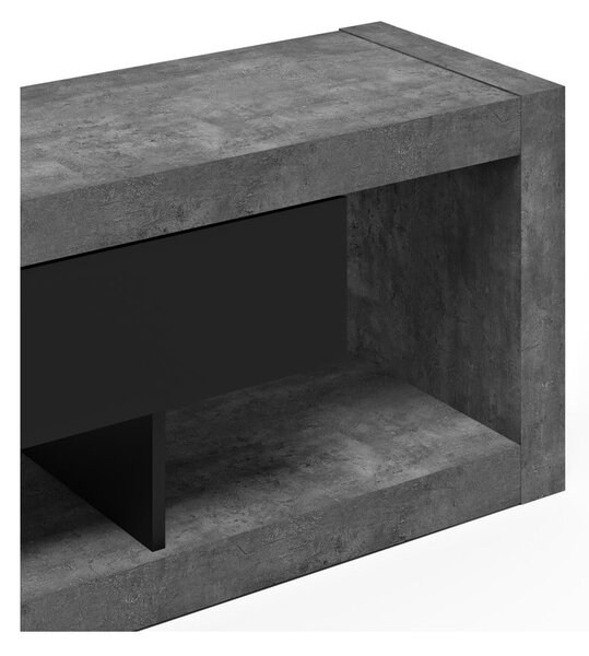 Sivo-čierny TV stolík v dekore betónu 175x52 cm Nara – TemaHome