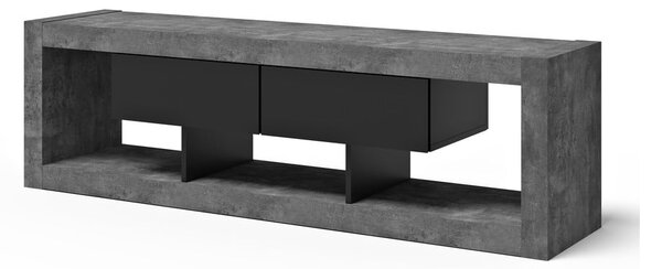 Sivo-čierny TV stolík v dekore betónu 175x52 cm Nara – TemaHome