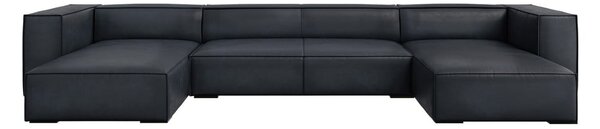 Tmavomodrá kožená rohová pohovka (do tvaru "U") Madame – Windsor & Co Sofas