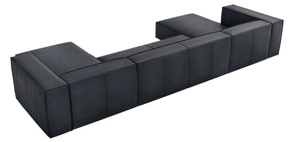 Tmavomodrá kožená rohová pohovka (do tvaru "U") Madame – Windsor & Co Sofas