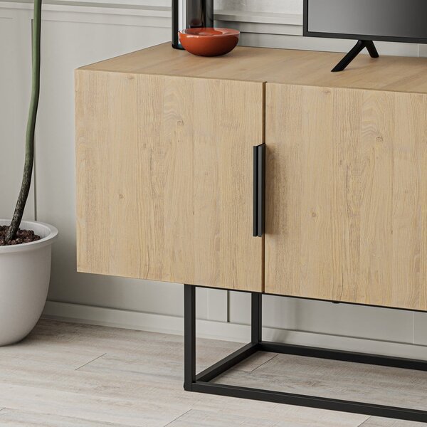 TV stolík v dekore duba v prírodnej farbe 140x55 cm Titan – Marckeric