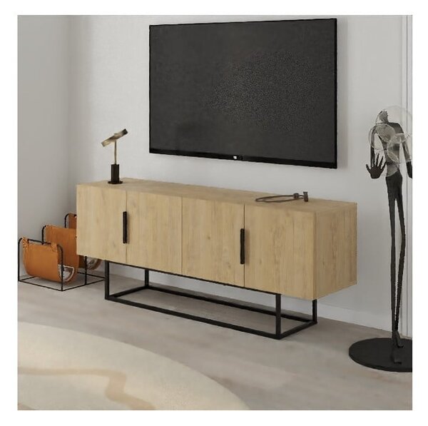 TV stolík v dekore duba v prírodnej farbe 140x55 cm Titan – Marckeric