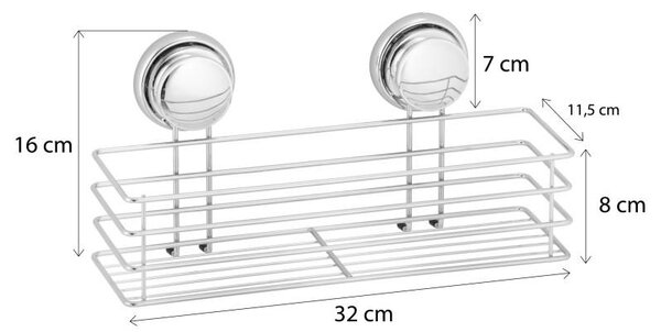 Erga Gavi, kúpeľňový košík 32x11,5x8 cm na prísavky, chrómová, ERG-YKA-CH.GAVI-KPL