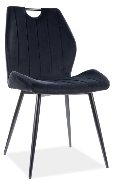Stolička ARNO čierna (látka Bluvel 19) - moderná, čalúnená, do obývačky / jedálne, kancelárie, s lakťovou opierkou, zamatová