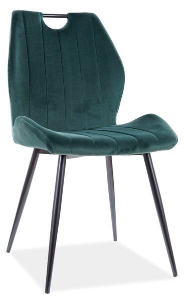 Stolička ARNO zelená (látka Bluvel 78) - moderná, čalúnená, do obývačky / jedálne, kancelárie, s lakťovou opierkou, zamatová