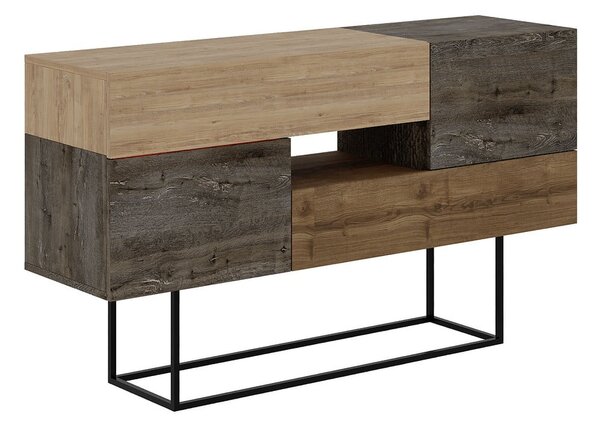 Nízka komoda v dekore duba v hnedo-prírodnej farbe 145x82 cm Titan – Marckeric