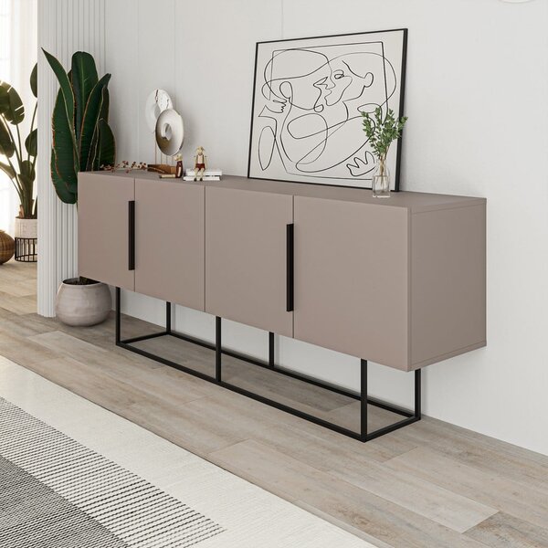 Sivo-béžová nízka komoda 200x80 cm Titan – Marckeric