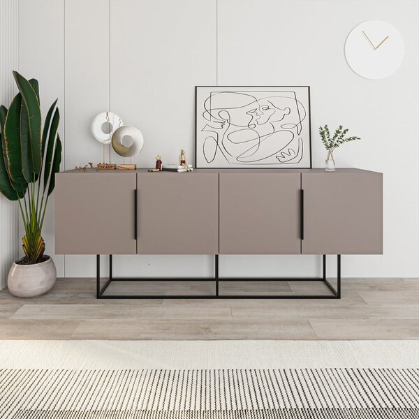 Sivo-béžová nízka komoda 200x80 cm Titan – Marckeric