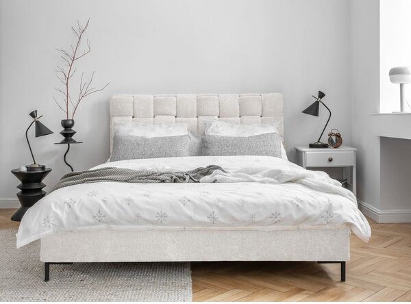 Krémovobiela čalúnená dvojlôžková posteľ s roštom 160x200 cm Eve – Miuform
