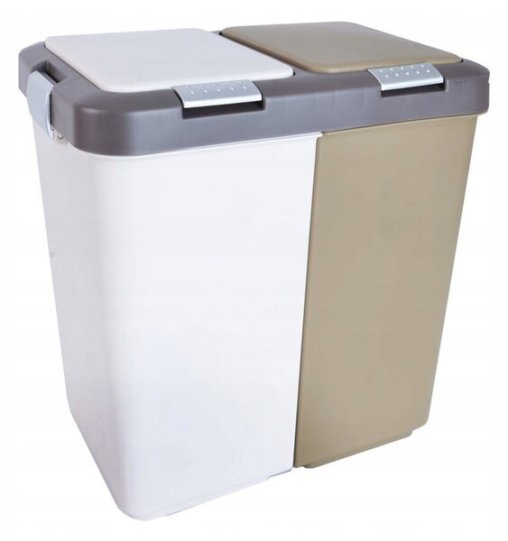 Bielo-béžový plastový odpadkový kôš na triedený odpad 2x20 l Duo Dust – Orion
