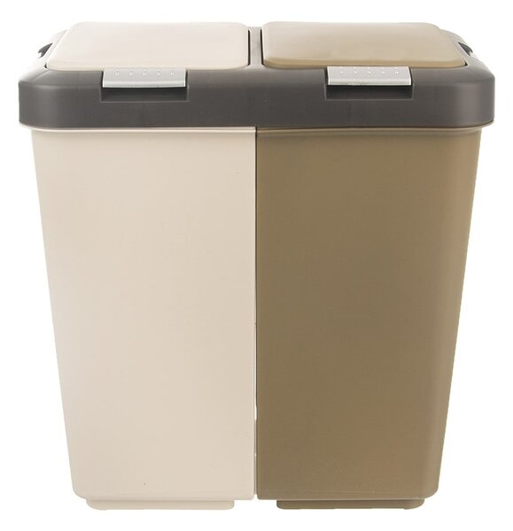 Bielo-béžový plastový odpadkový kôš na triedený odpad 2x20 l Duo Dust – Orion