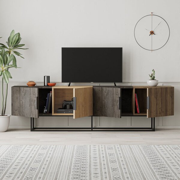 TV stolík v dekore duba v prírodnej farbe 200x55 cm Titan – Marckeric